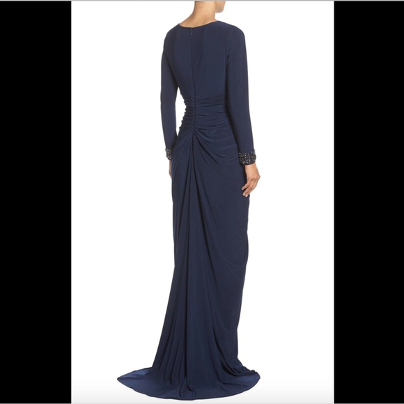 EUC Adrianna Papell Beaded Jersey Gown in Midnight‎ SZ 12 - Picture 2 of 8